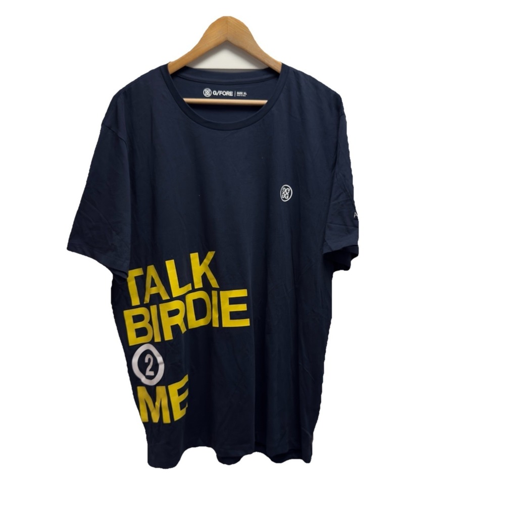 G/Fore Men's Size XL Navy Blue "Talk Birdie 2 Me" Albany Golf Cotton T-Shirt euc